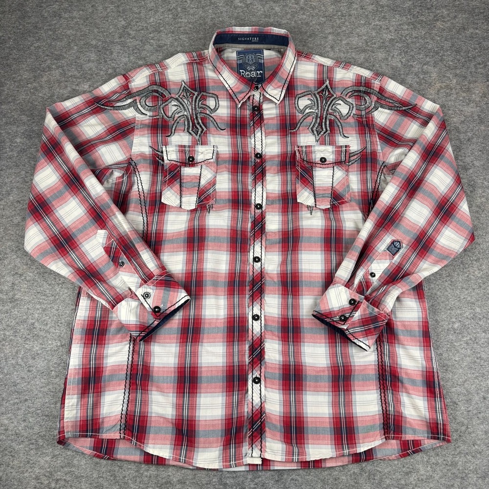 ROAR Signature Edition Wild Hearted Button Up Shirt Long Sleeve Plaid Mens 3XL